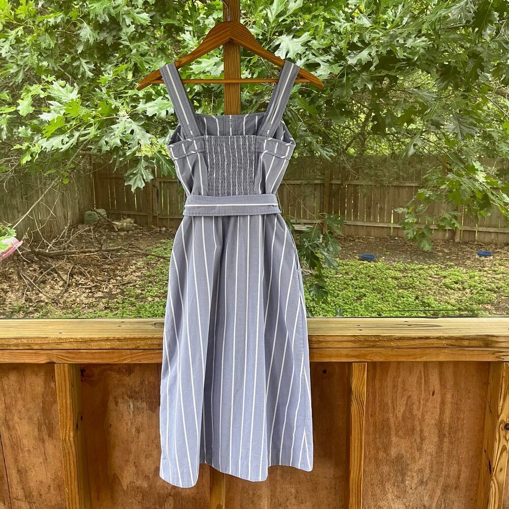 Everlane Women's Cotton Weave Picnic Dress Blue Pinstripe Size 00 - Picture 4 of 10